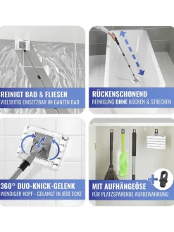 Teleskop-Fliesenwischer  in Schwarz/ Silber