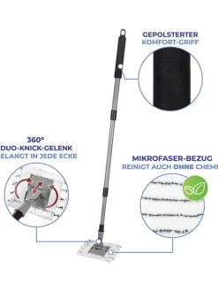 Teleskop-Fliesenwischer  in Schwarz/ Silber
