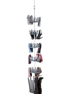 Teleskop-Schuhregal "Achilles" in Weiß/ Grau - (H)300cm