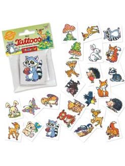 Temporäre Mini-Tattoos  "Waldtiere" in Bunt - ab 3 Jahren