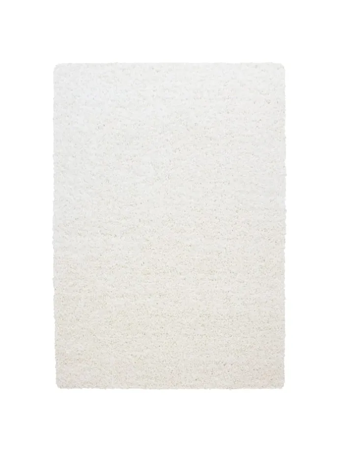 Teppich Hochflor Unifarben Polypropylen Wohnzimmer Shaggy in Creme