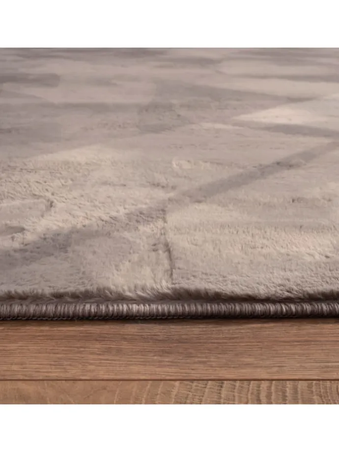 Teppich Kurzflor waschbar Einfarbig Wohnzimmer in Taupe