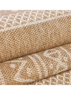 Teppich Outdoor Flachgewebe Vintage Polypropylen Terrasse in Beige