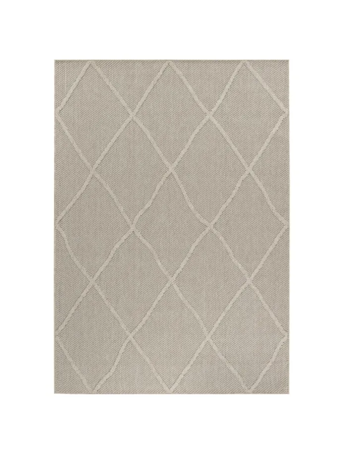 Teppich Outdoor Flachgewebe Boho-Muster Polypropylen Terrasse in Beige