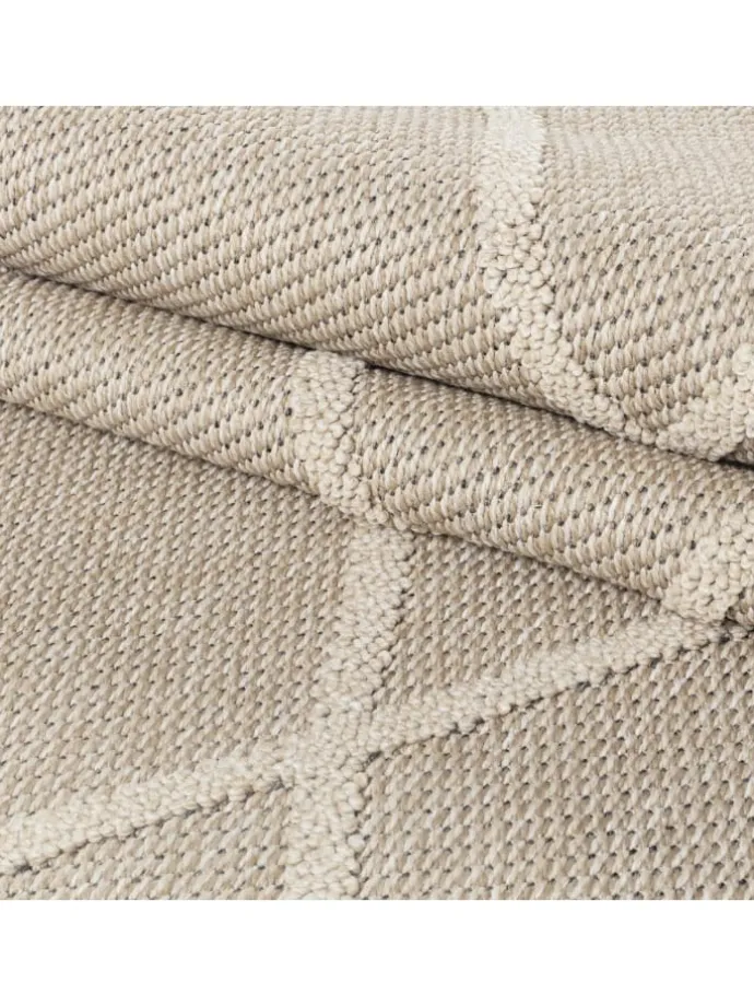 Teppich Outdoor Flachgewebe Boho-Muster Polypropylen Terrasse in Beige