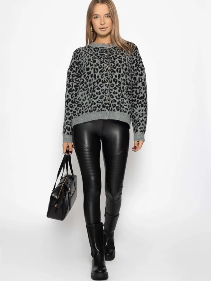 Thermo High-Rise Biker-Leggings in Lederoptik in Schwarz