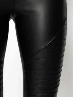 Thermo High-Rise Biker-Leggings in Lederoptik in Schwarz