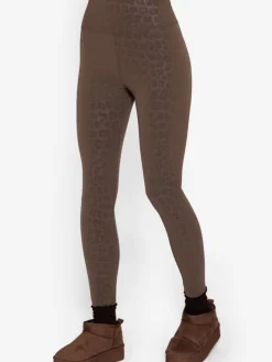 Thermo Kunstleder Leggings mit Leo Print in Braun