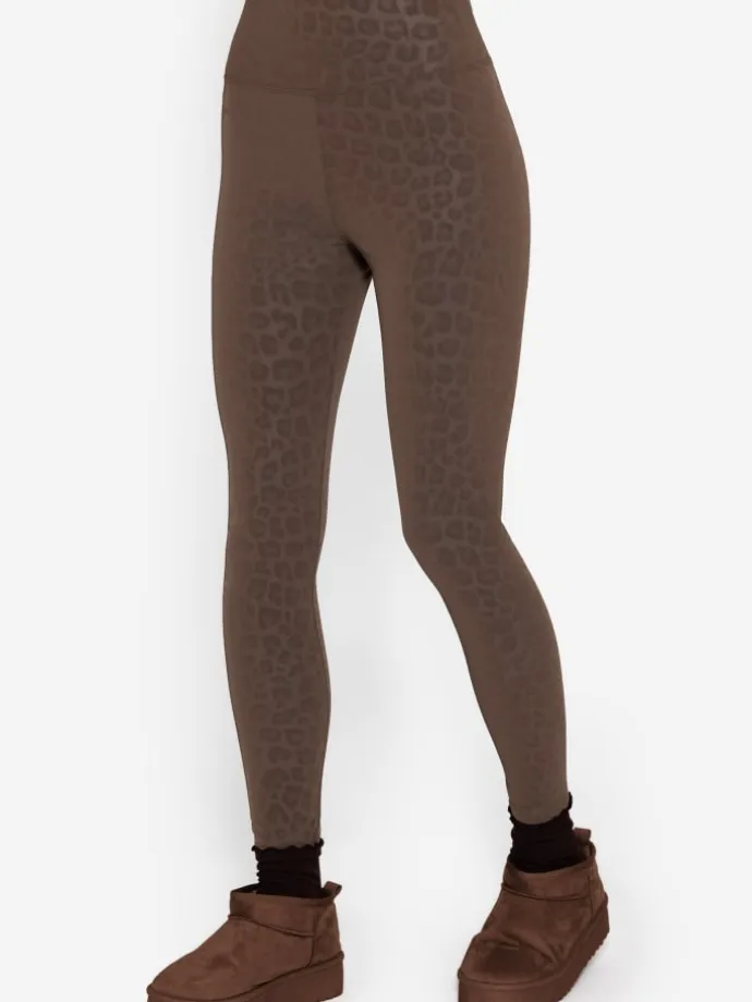 Thermo Kunstleder Leggings mit Leo Print in Braun
