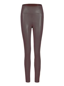 Thermo Leggings in Lederoptik in Braun