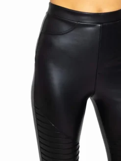 Thermo Leggings in Lederoptik in Schwarz