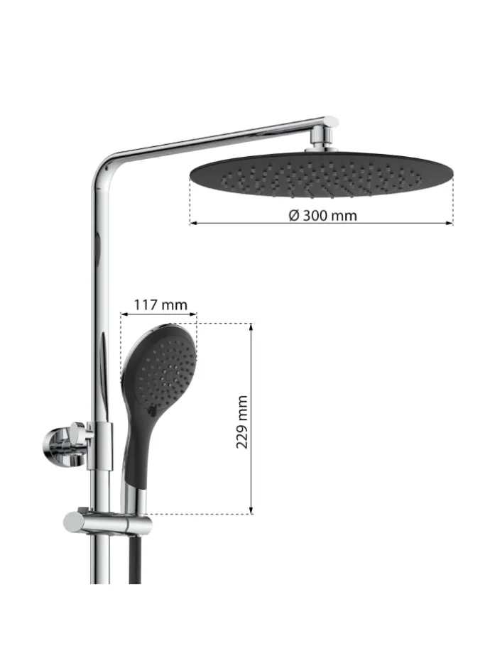 Thermostat Duschset GRANDE VITA in Chrom/Schwarz