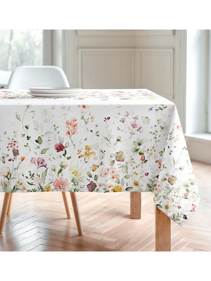 Tischdecke "Floral And Tropical Durana" in Weiß/ Grün/ Rosa