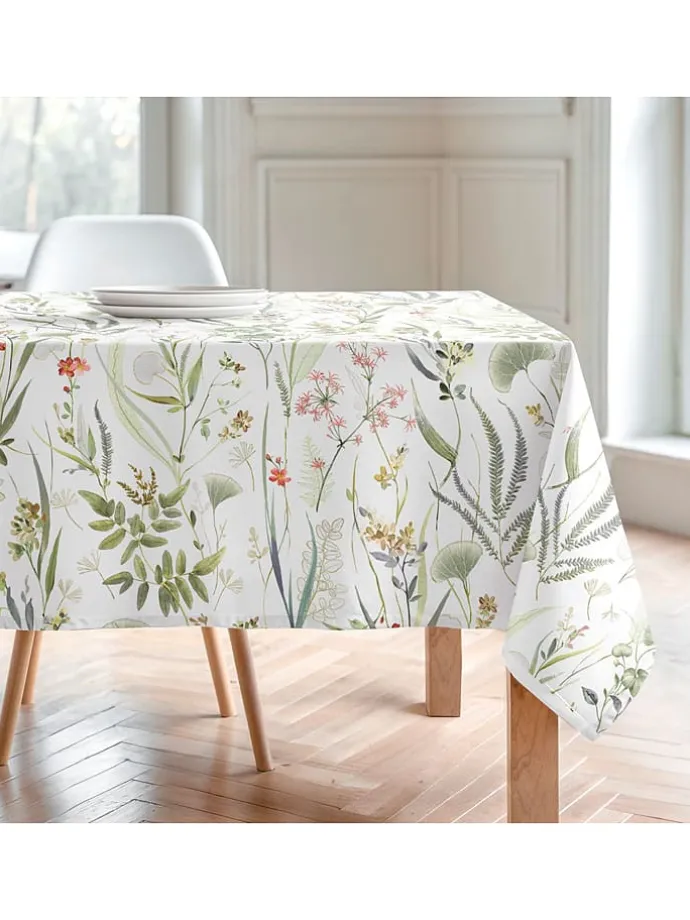Tischdecke "Floral And Tropical Jayla" in Weiß/ Grün/ Rosa
