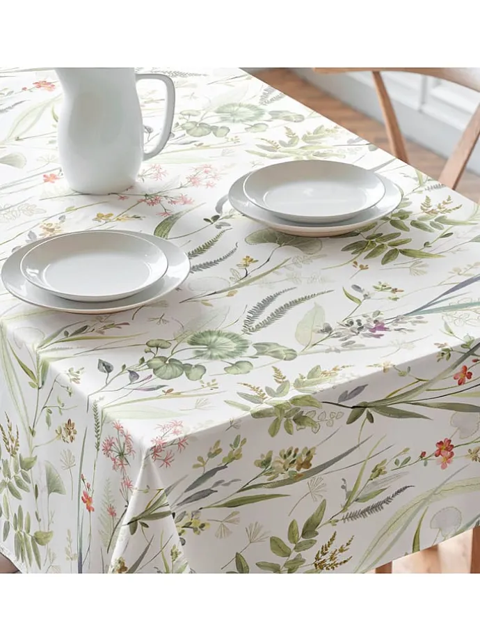 Tischdecke "Floral And Tropical Jayla" in Weiß/ Grün/ Rosa