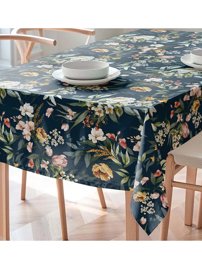 Tischdecke "Floral And Tropical Kendra" in Dunkelblau/ Grün/ Rosa