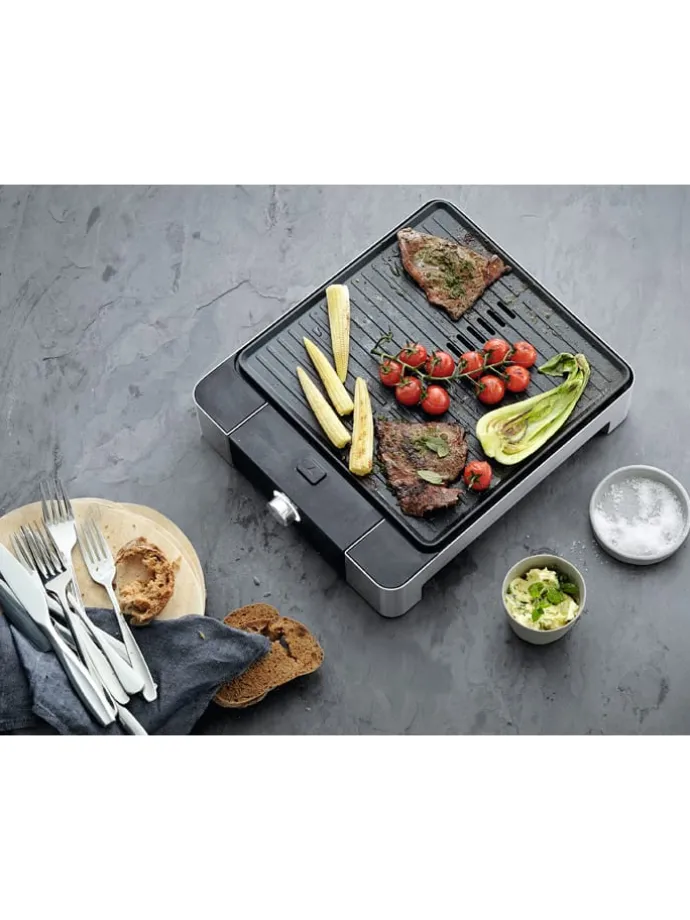 Tischgrill "Lono Quadro" in Silber/ Schwarz