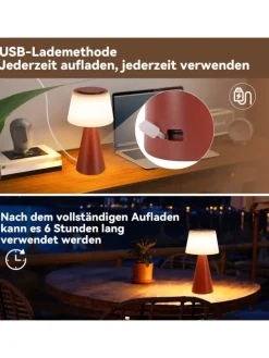 Tischleuchte LED in rot Touch Dimmbar 3600mhA Kabellos Akku