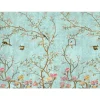Tischsets I Platzsets abwaschbar - Florales Vintage Motiv mit Vägeln - aus erstklassigem Vinyl (Kunststoff Ð BPA-frei) - 4 Stück - 44 x 32 cm - rutschfeste Tischdekoration