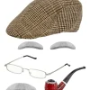 5tlg. Accessories-Set "Alter Mann" in Hellbraun/ Grau