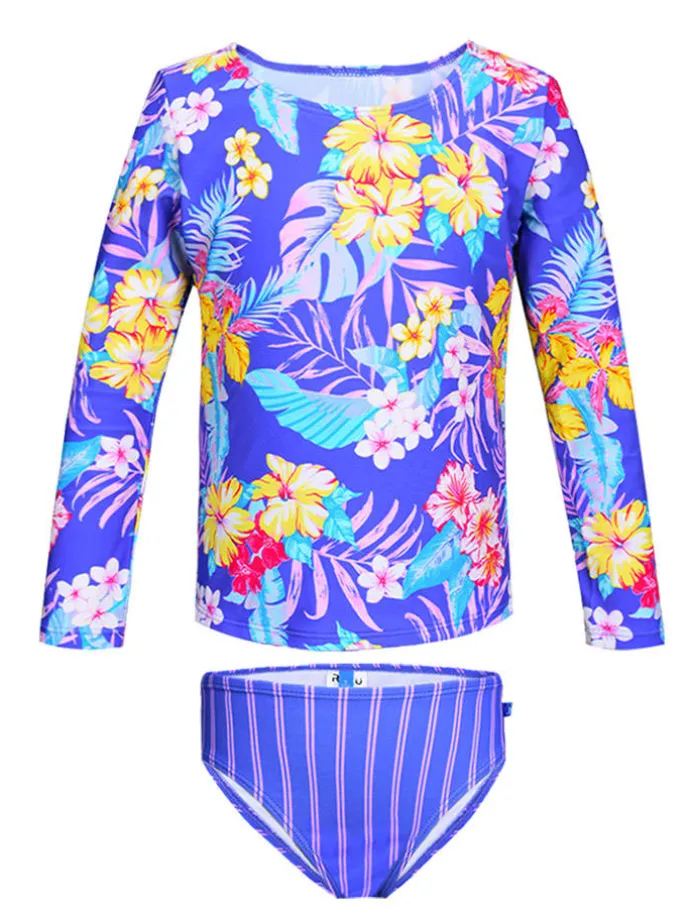 2tlg. Badeoutfit "Sandy" in Blau/ Bunt