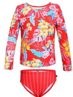 2tlg. Badeoutfit "Sandy" in Rot/ Bunt