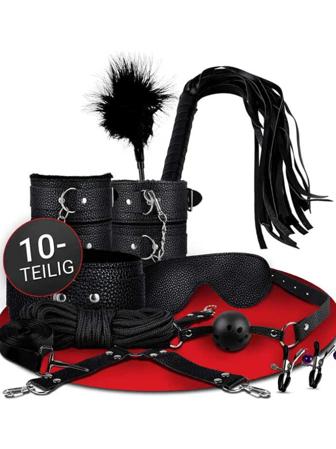 10tlg. Bondage-Set in schwarz