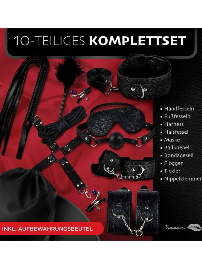 10tlg. Bondage-Set in schwarz