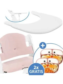 5-tlg. Essbrett-Set für Alpha Plus - Click in weiss,rosa