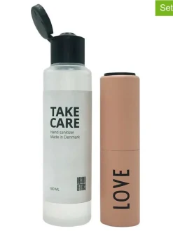 2tlg. Handdesinfektion-Set "Love" in Transparent/ Beige