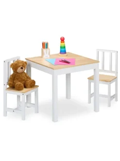 3-tlg. Kindersitzgruppe in Weiß/ Natur