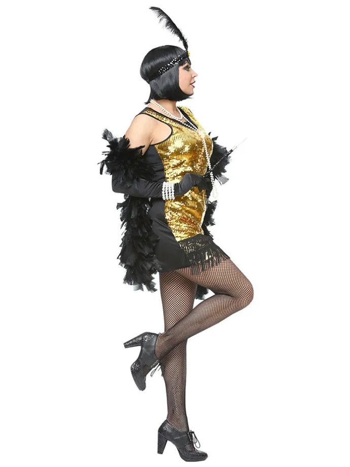 2tlg. Kostüm "20er Jahre Charleston Flapper" in Gold/ Schwarz