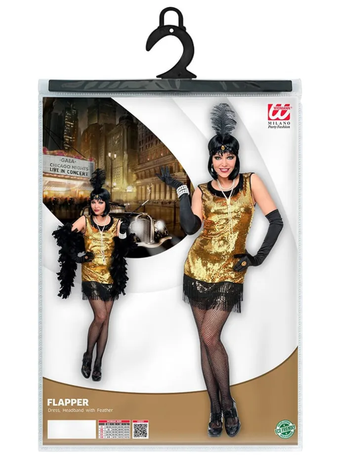 2tlg. Kostüm "20er Jahre Charleston Flapper" in Gold/ Schwarz