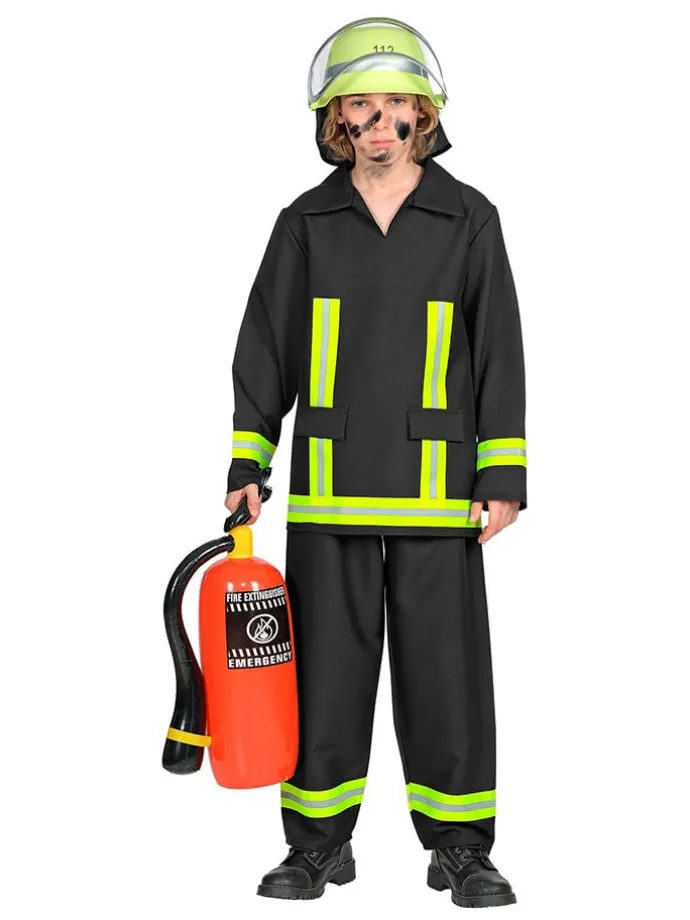 2tlg. Kostüm "Feuerwehrmann" in Schwarz/ Gelb
