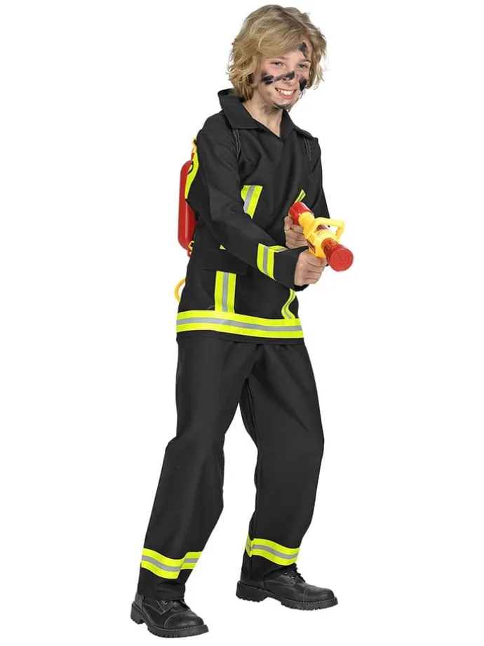2tlg. Kostüm "Feuerwehrmann" in Schwarz/ Gelb