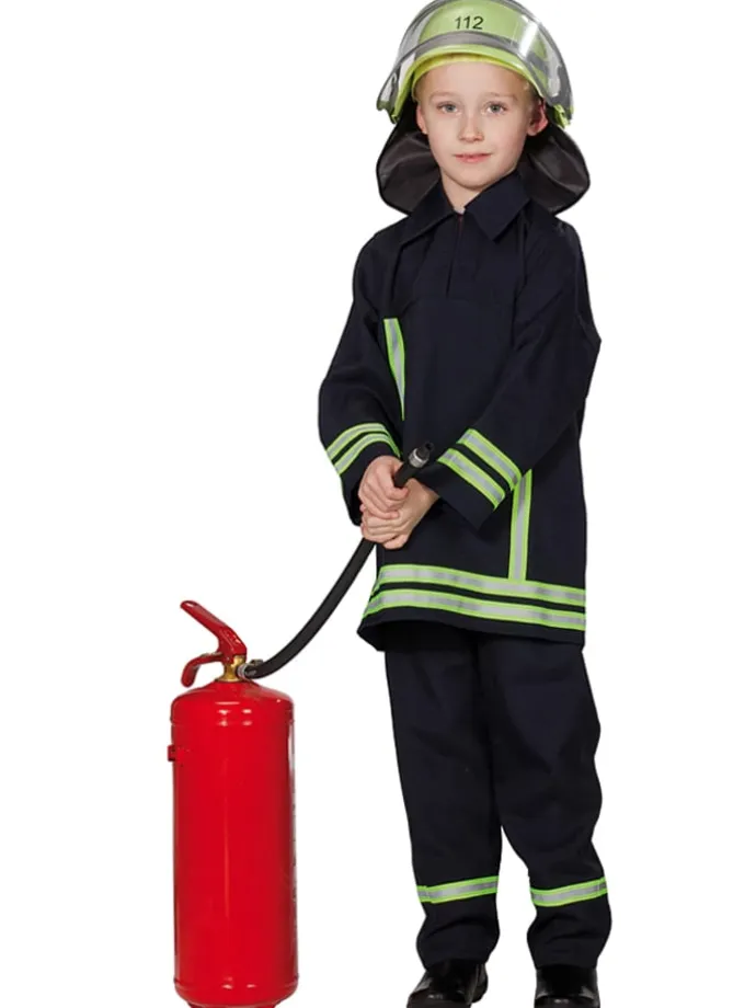 2tlg. Kostüm "Feuerwehrmann" in Dunkelblau/ Gelb