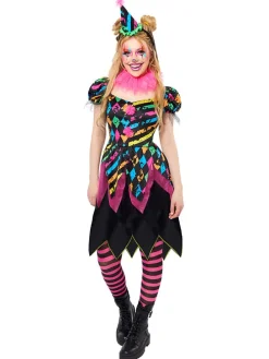 3tlg. Kostüm ''Funhouse Horror Clown'' in Schwarz/ Bunt
