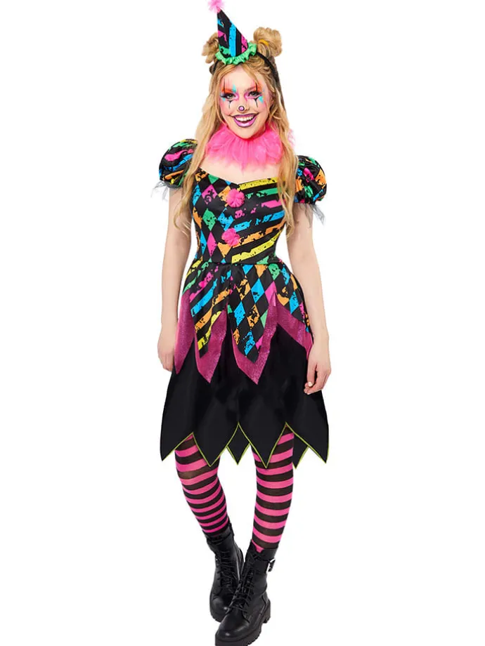 3tlg. Kostüm ''Funhouse Horror Clown'' in Schwarz/ Bunt