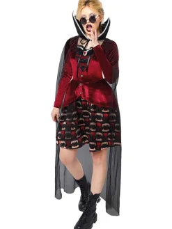 2tlg. Kostüm "Midnight Vampiress" in Schwarz/ Rot