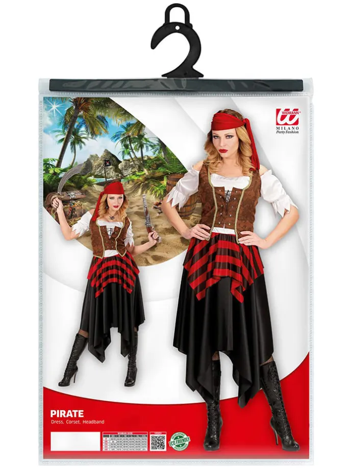 3tlg. Kostüm "Pirat" in Braun/ Rot/ Schwarz