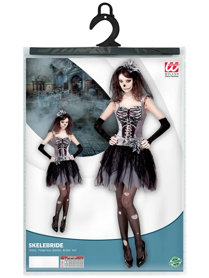 3tlg. Kostüm "Skelebride" in Schwarz/ Weiß