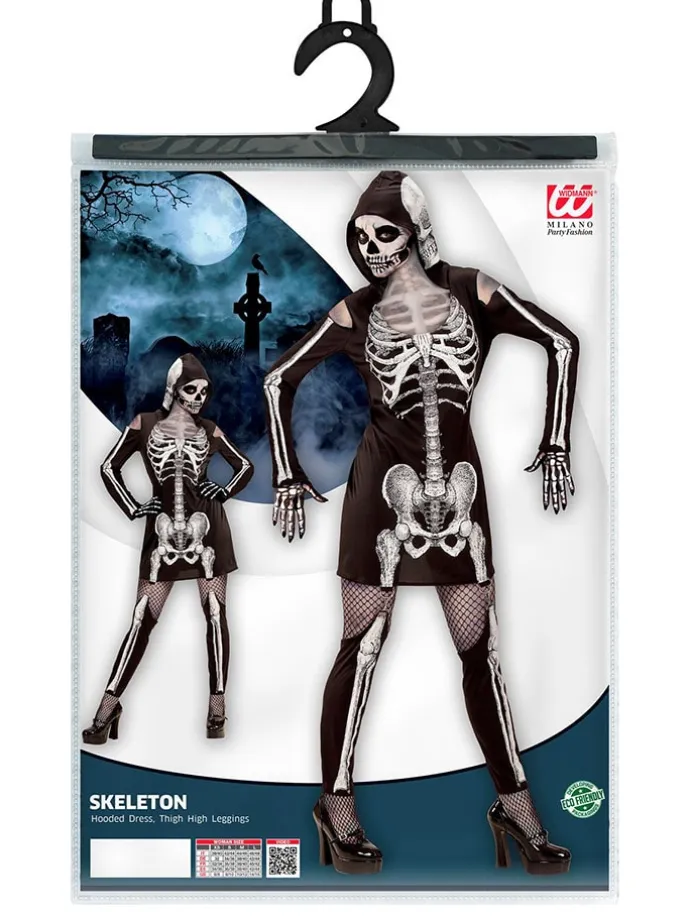 2tlg. Kostüm "SKELETTLADY" in Schwarz