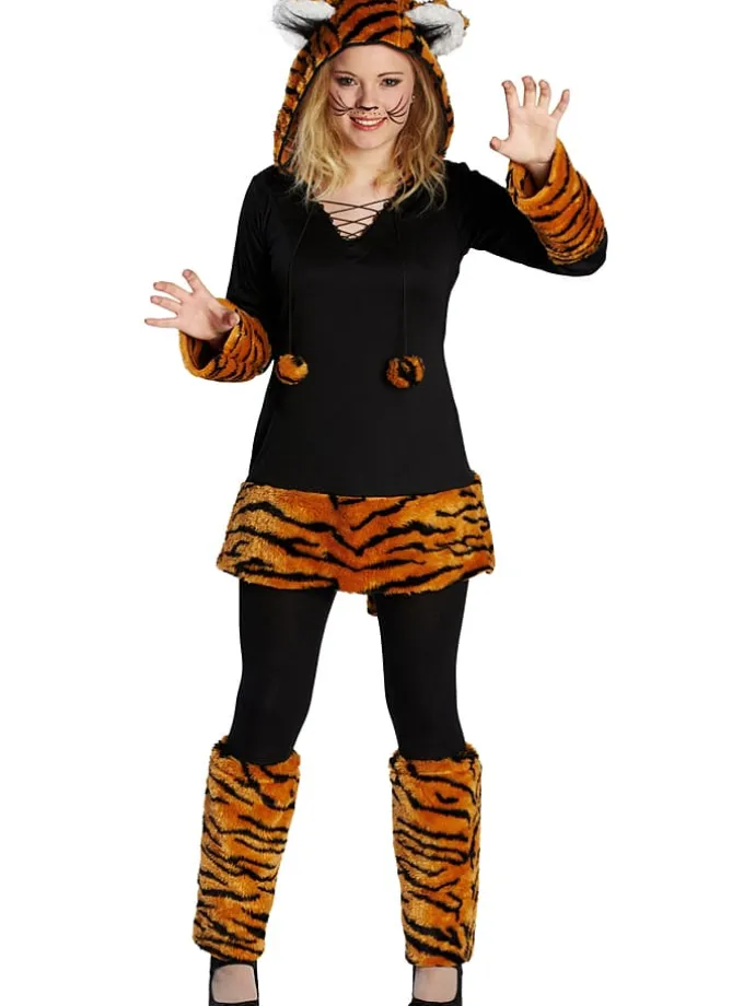 2tlg. Kostüm "Tiger" in Schwarz/ Orange