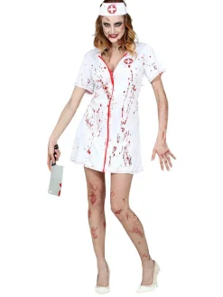 2tlg. Kostüm "ZOMBIE KRANKENSCHWESTER" in Weiß