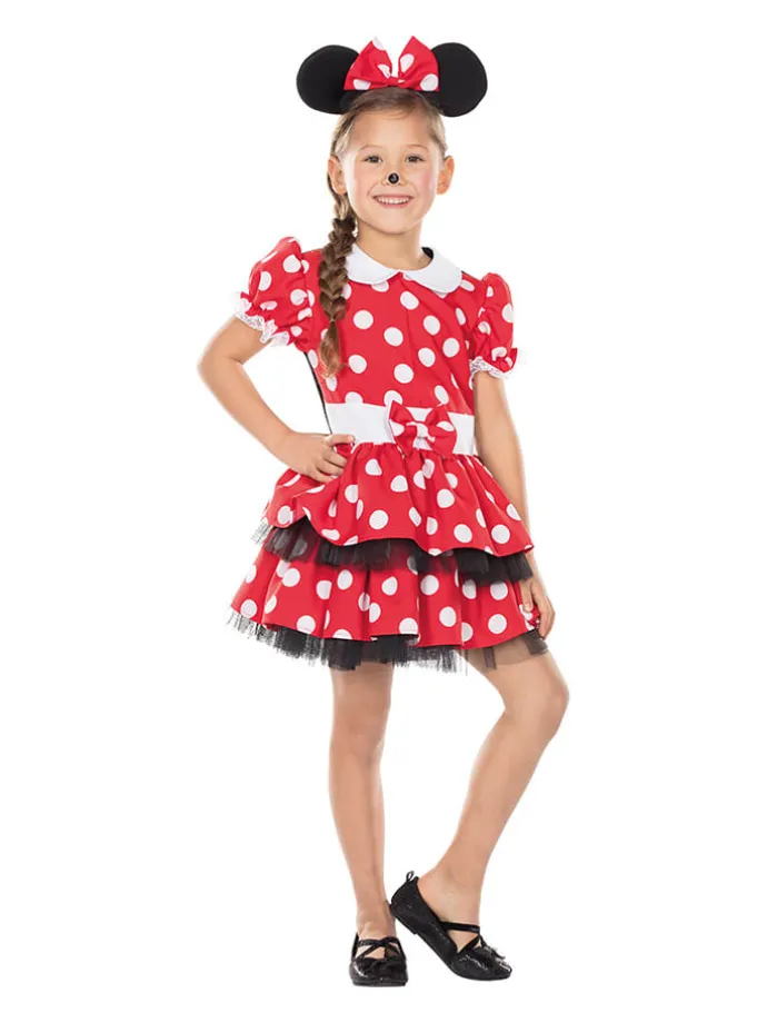 2tlg. Kostümkleid "Mausemädchen" in Rot/ Schwarz
