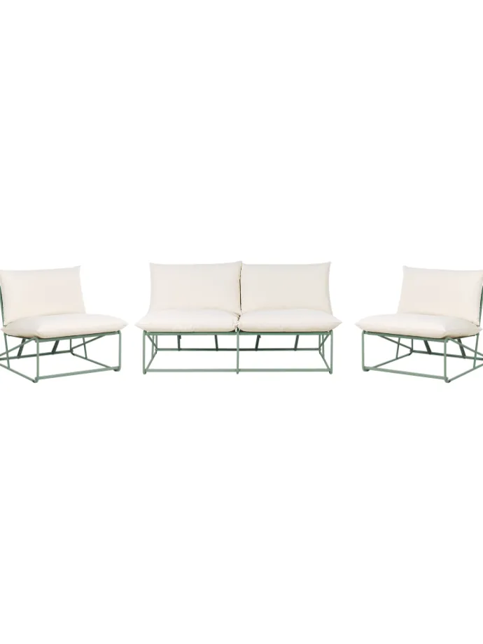 3-tlg Lounge Set PICO in Grün/Beige