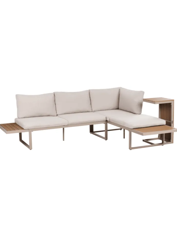 3-tlg Lounge Set PIENZA in Beige/Braun/Schwarz