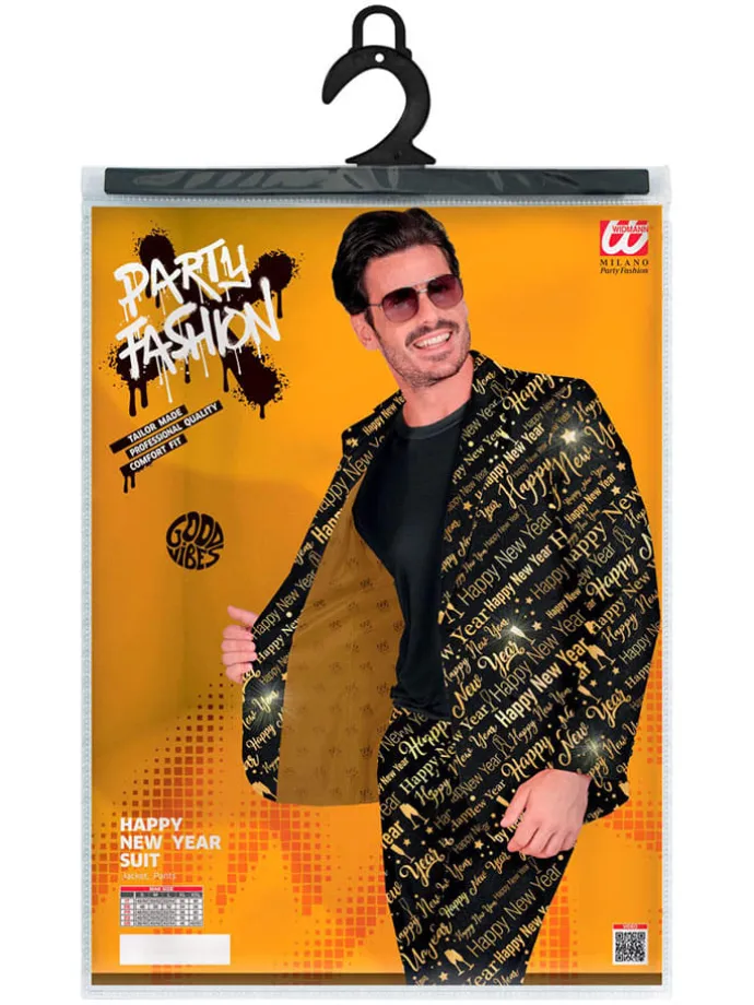 2tlg. Outfit "Happy New Year" - Kostümsakko und -hose in Schwarz/ Gold