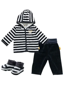 3tlg. Outfit in Dunkelblau/ Weiß