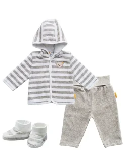 3tlg. Outfit in Grau/ Weiß